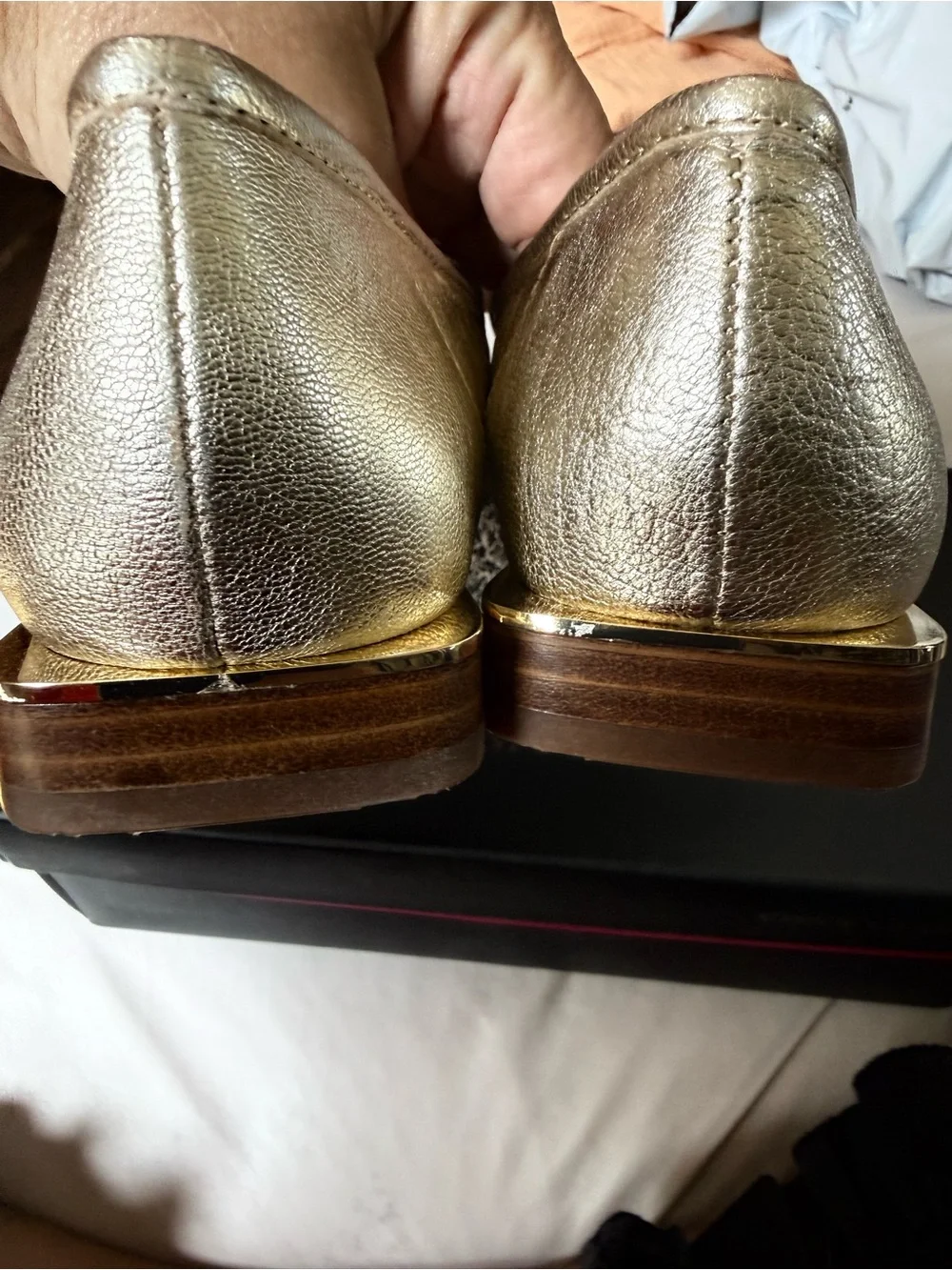 Vince Camuto Metallic Gold Pointed Loafers - Shimmering Gold